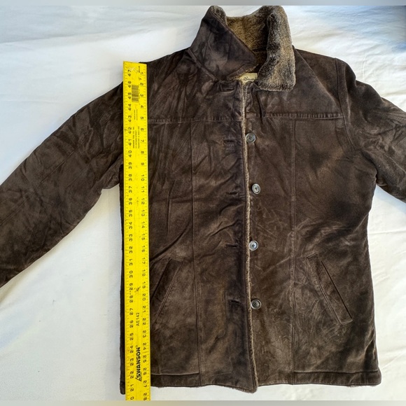 Eddie Bauer Dark Brown Suede Jacket with Faux Fur Lining, Medium - Picture 9 of 11